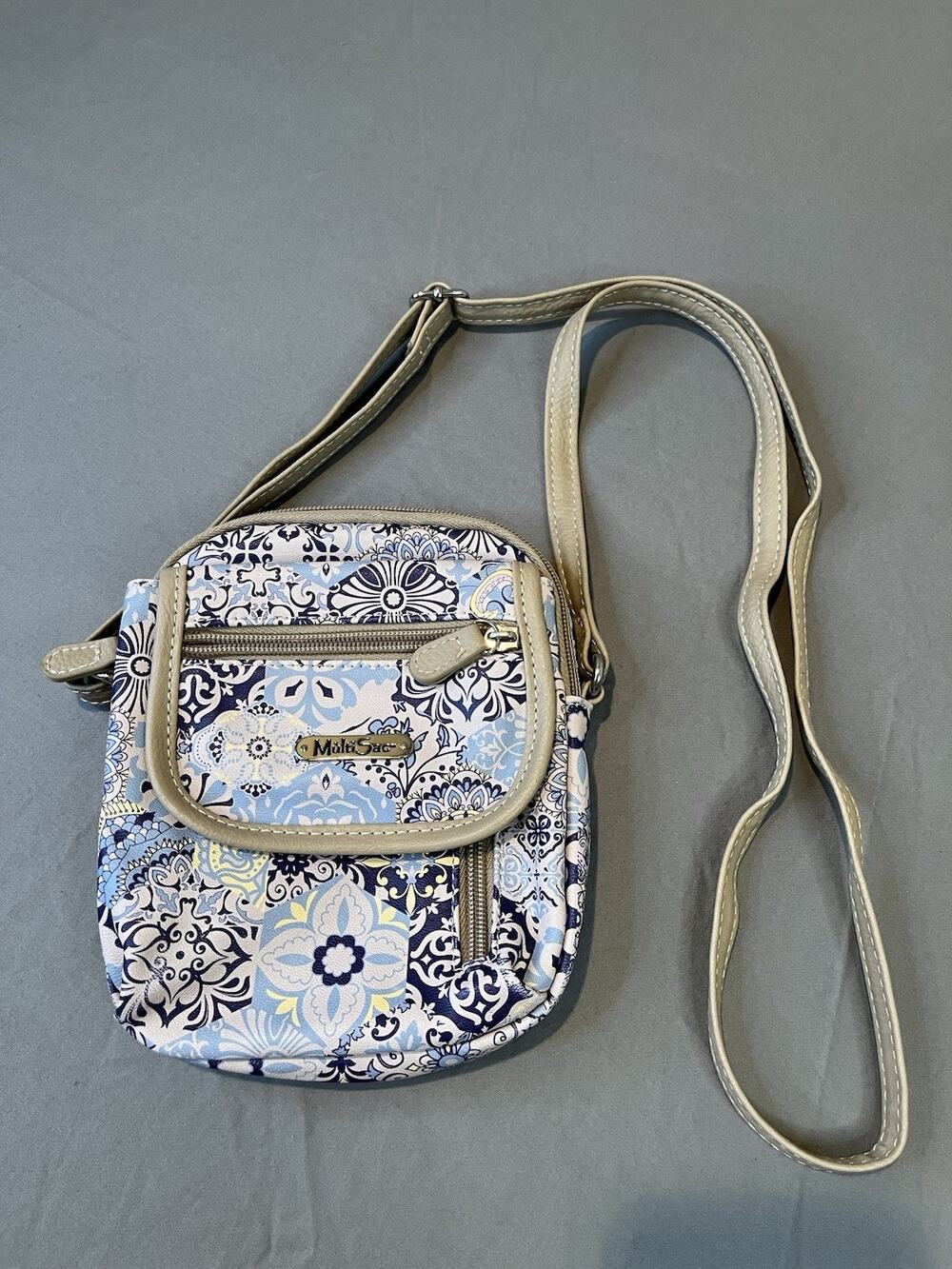 Multi Sac Floral Crossbody Purse Bag Zip Close Multi Pockets Faux Leather